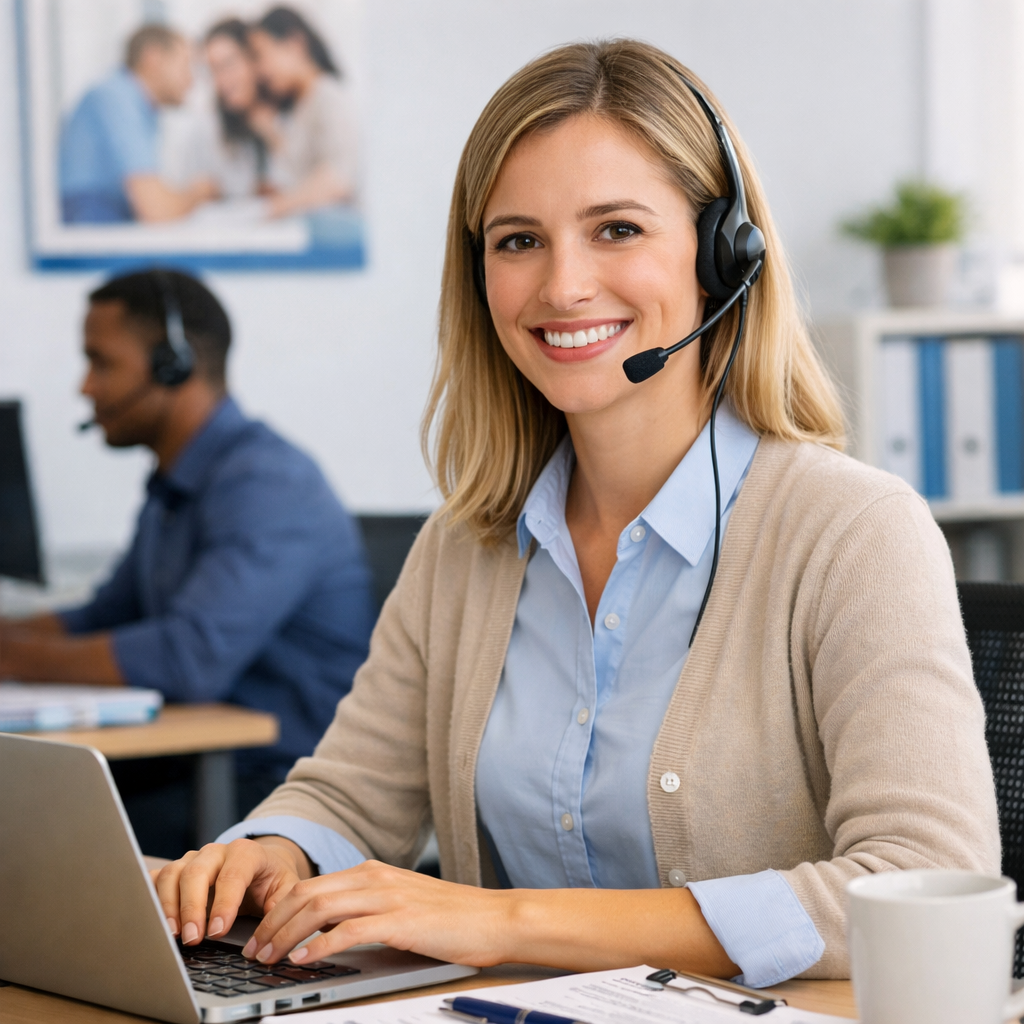 photographic une photo dans le style du site web qui represente un enrollment specialist